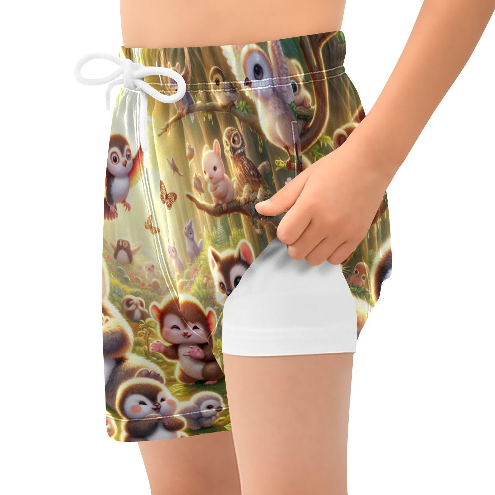YANENDIE Boy Swim Trunks with Compression Liner Many Animals Boys Swim Shorts Quick Dry Beach Shorts