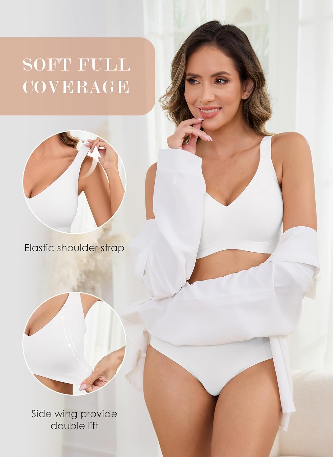 Womens Wireless Bras for Women No Underwire Push Up Bra Seamless Full Coverage Everyday Bras Regular and Plus Size - Image 2