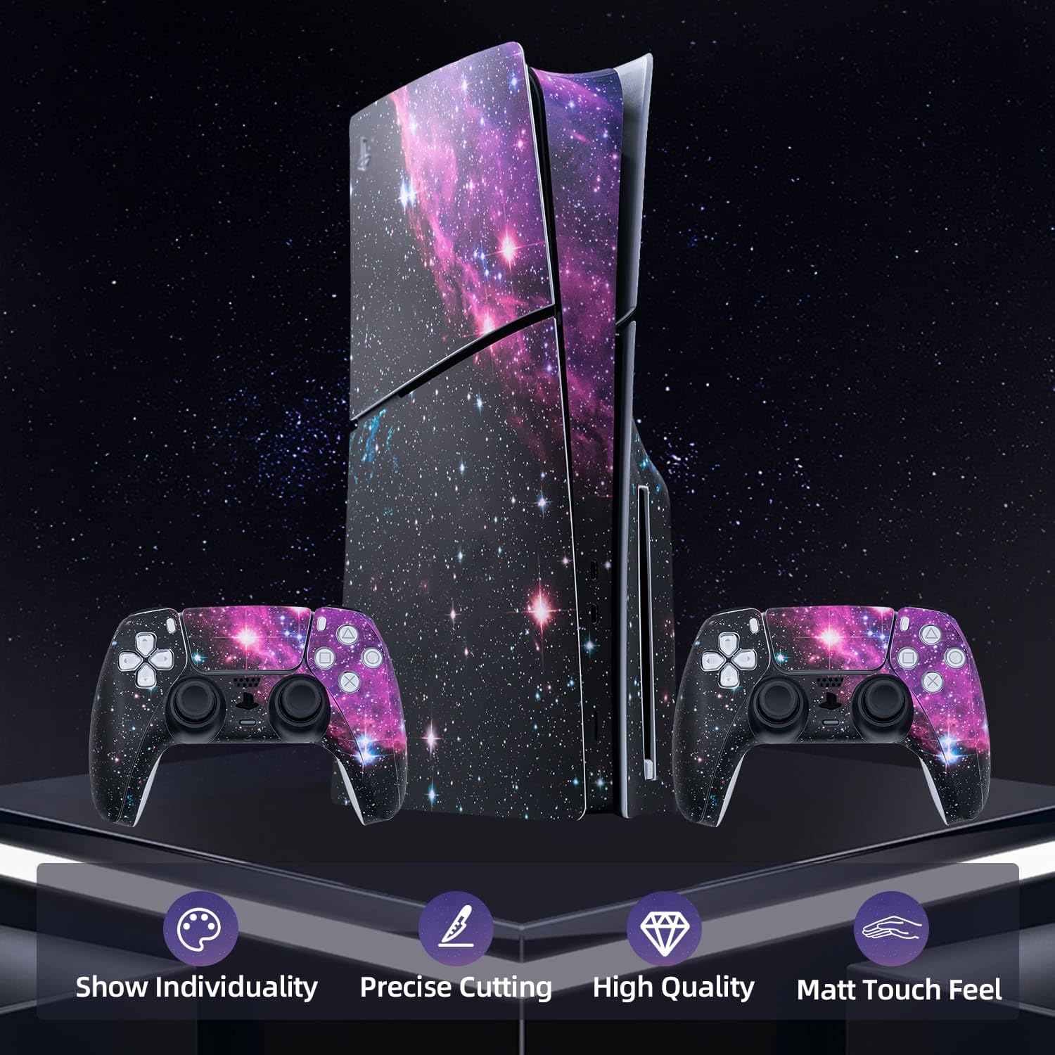 Mcbazel Calcomanías de la Serie Pattern Pegatinas de Vinilo Solo para PS5 Slim Disc Edition - Galaxy
