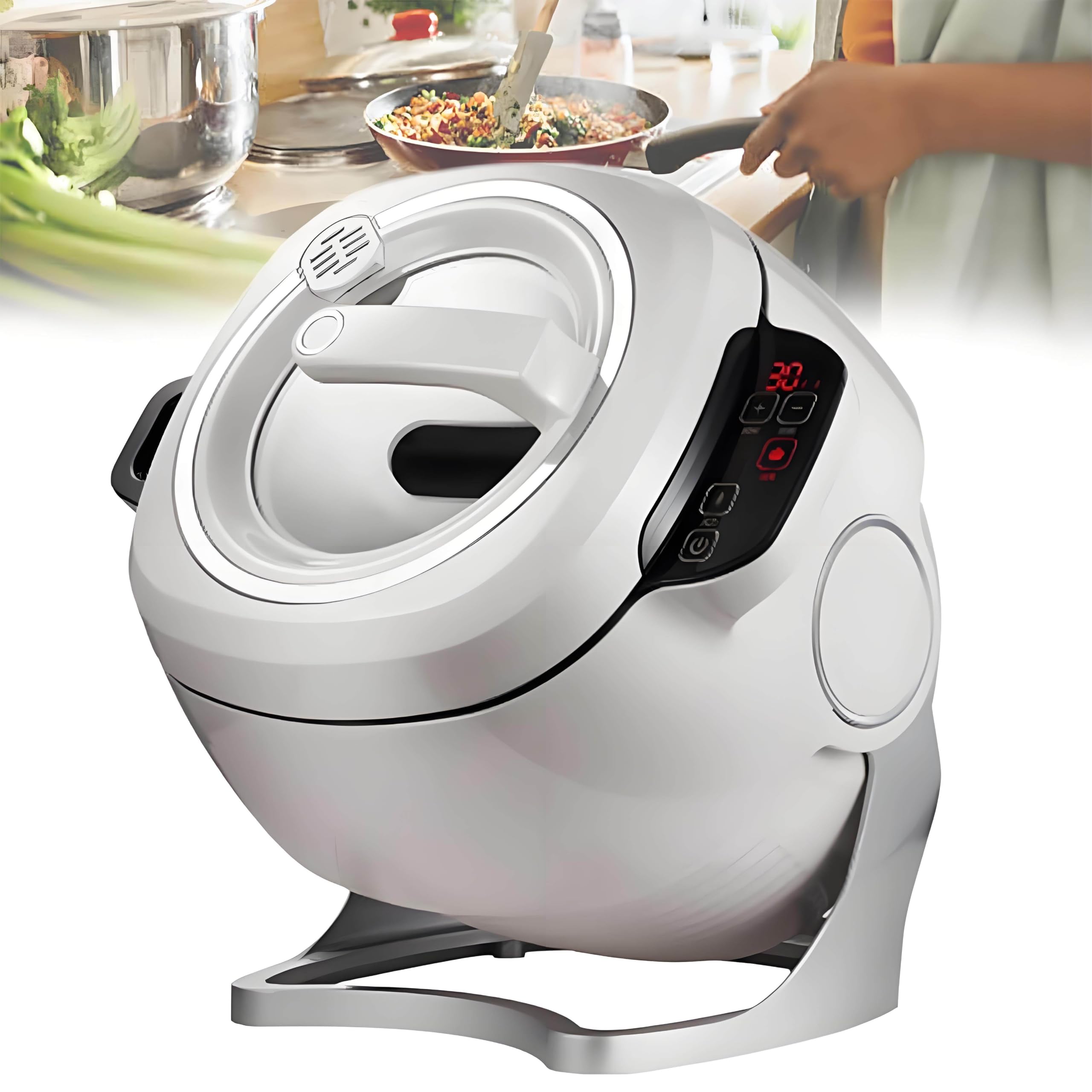LJLYYDS Automatic Cooking Machine,6L auto Cooking Wok Fried Rice Machine,One-Click Smart Start, Three Speed Adjustable,360 ° Automatic Rotation, for Stir Frying,Stewing,Cooking