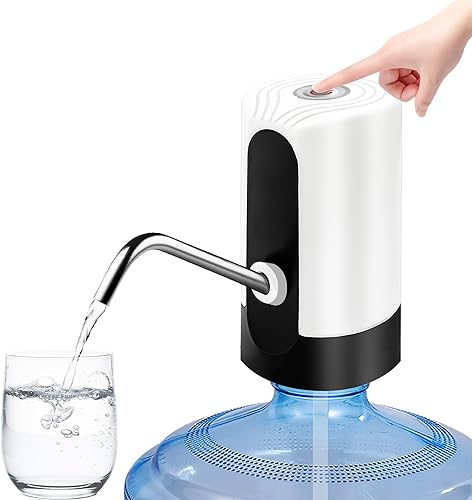 Bomba de mesa de agua, bomba de agua eléctrica de portabilidad con cable de datos USB, bomba automática de botella de agua potable blanca para