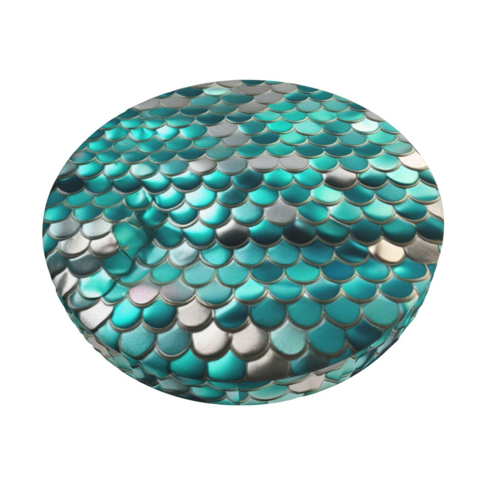 ACVnbm Mermaid Scale Print Round Bar Chair Cushion Cover, Elastic Chair Protector For Kitchen Bar Dining