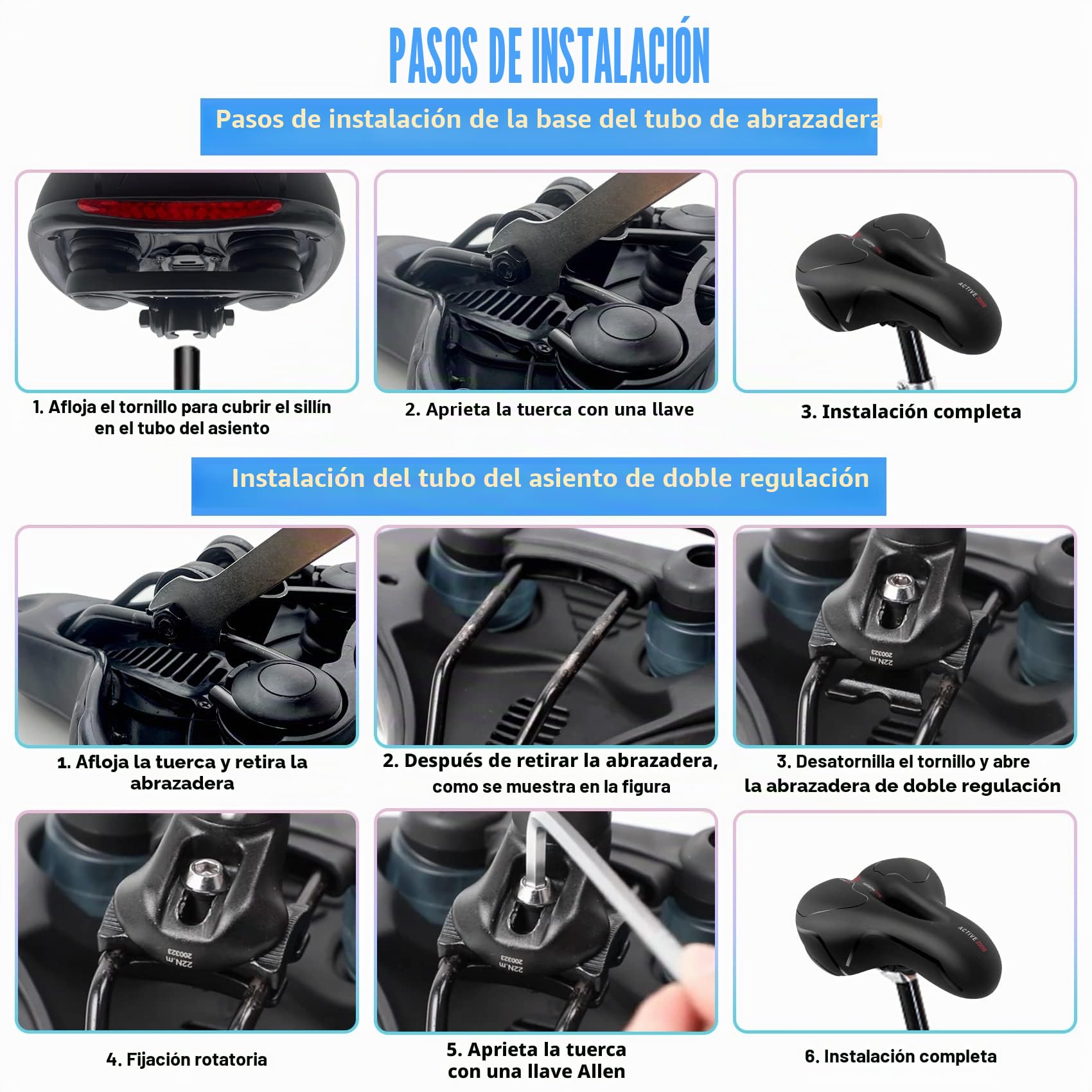 Luzoon - Sillín de Bicicleta de Gel ergonómico, con Funda Impermeable, Transpirable, para Hombre y Mujer, cómodo