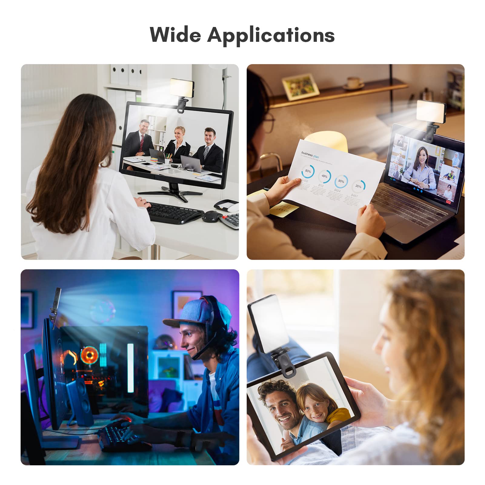 Andoer Luce Selfie per Telefono Video Light Luce per Selfie Con Clip Luce per Video con Batteria da 2000 mAh 2500K-6500K Dimmerabile LED Video Light Panel per iPhone iPad Laptop Fotocamera