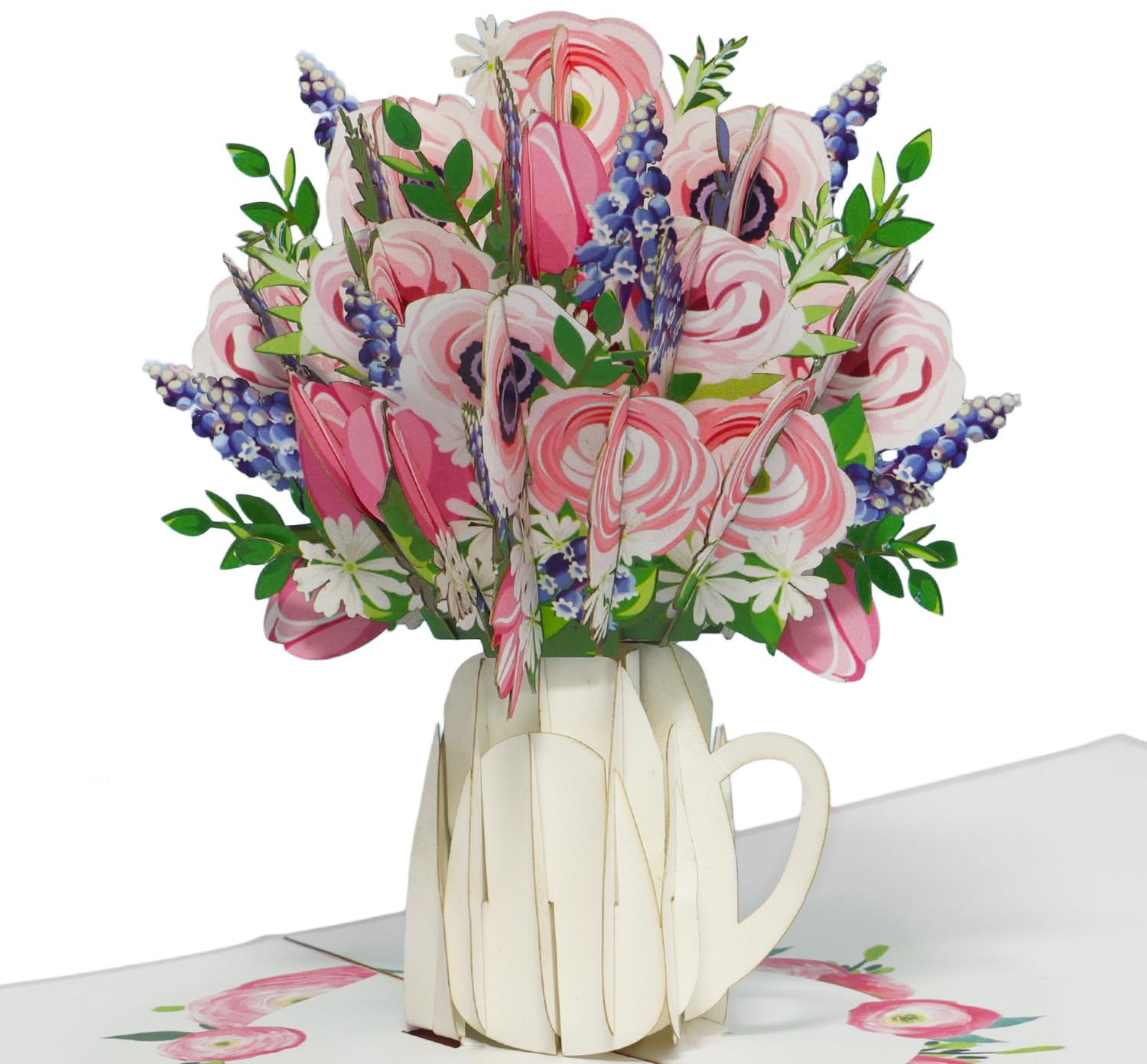 PaperCrush Pop-up Bloemenkaart Kleurrijke Bloemenmand - 3D Wenskaart Voor Verjaardag