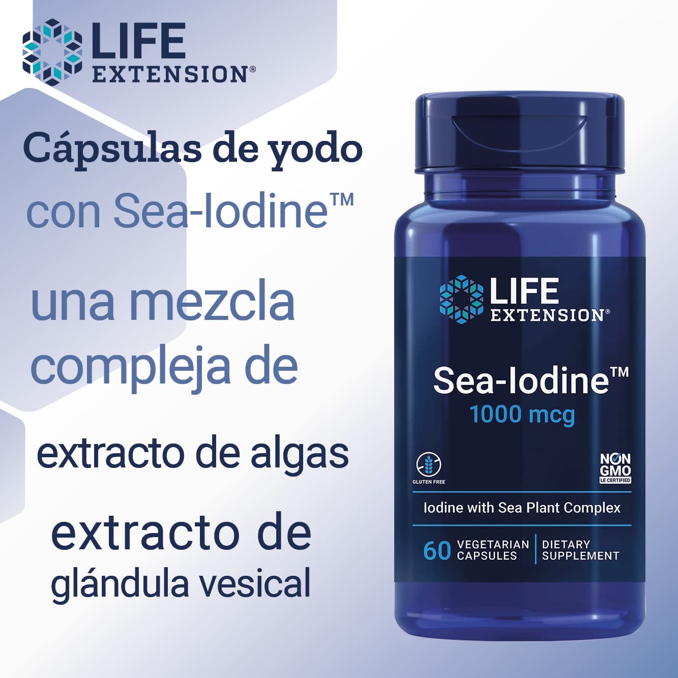 Life Extension, Sea Iodine, 1000mcg, Depot, Alta Dosis de Yodo, 60 Cápsulas veganas, Probadas en Laboratorio, Sin Gluten,Vegetarianas, Sin Soja, Sin OGM