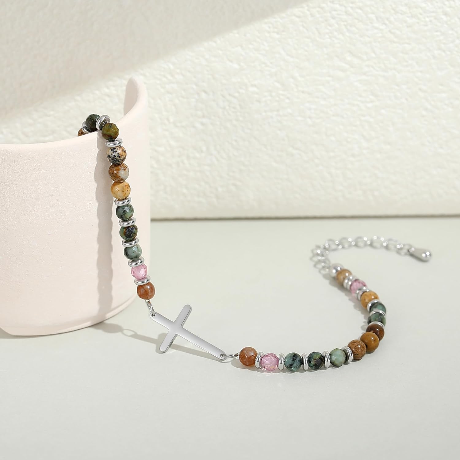 Dainty Cross Bracelet for Women, Easter Basket Stuffers for Teens, Christian Gifts for Women Friends Sister Daughter Mom Sister in Christ on Birthday Valentine's Christmas - Image 4