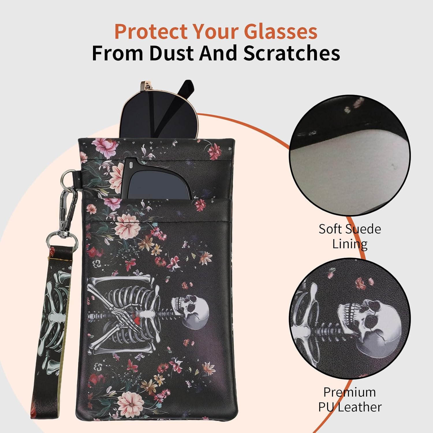 Double Eyeglass Case Soft Dual Glasses Case for Women Men Travel Squeeze Top Sunglasses Cases Eyeglasses Pouch - Image 5