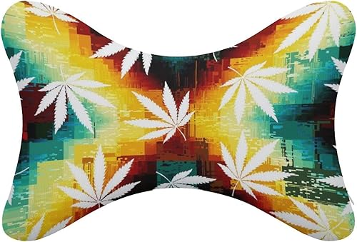 Miniatura 2 de Almohada para el cuello del coche con forma de hueso, espuma viscoelástica, soporte para reposacabezas de moda, marihuana, marihuana, hojas de