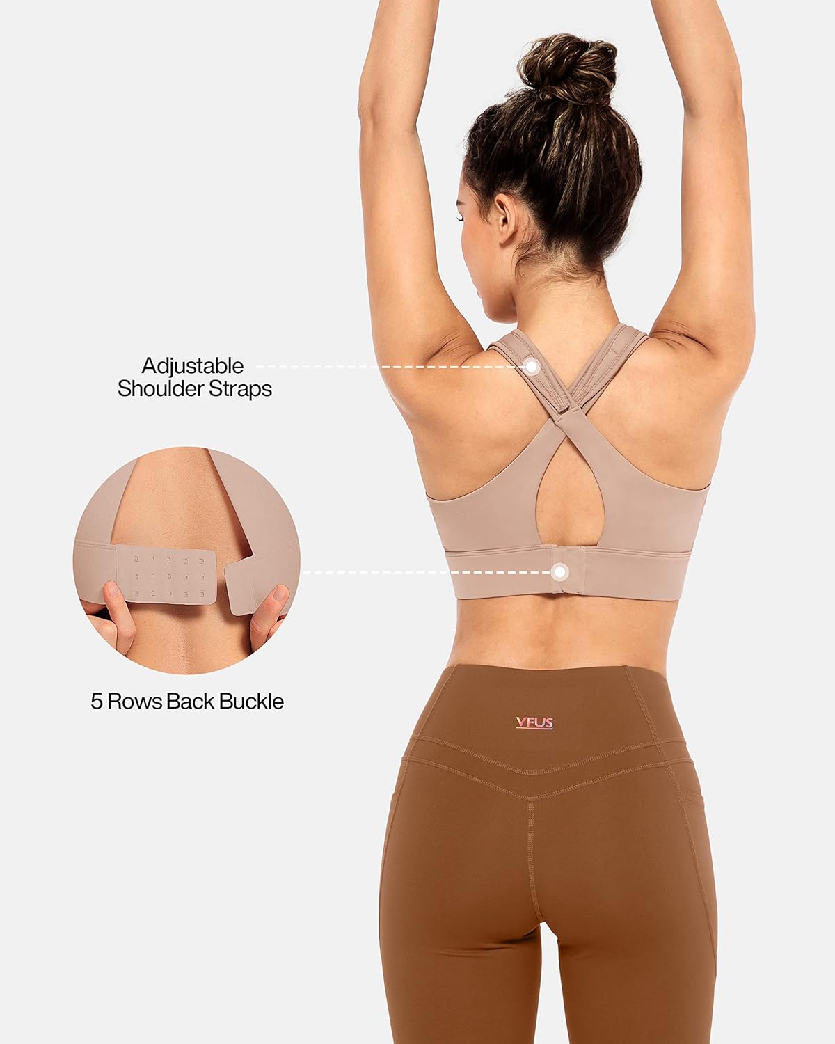 Zip Front Adjustable High Impact Sports Bras for Women Large Breasts Full Coverage Workout Running Removable Pads - Image 4