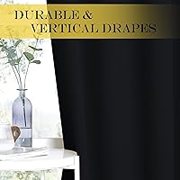 Vista 4 de NICETOWN Blackout Black Curtain for Bedroom - Blackout Thermal Insulated Window Treatment Solid Grommet Room Darkening Soundproof for Bedroom/Boys