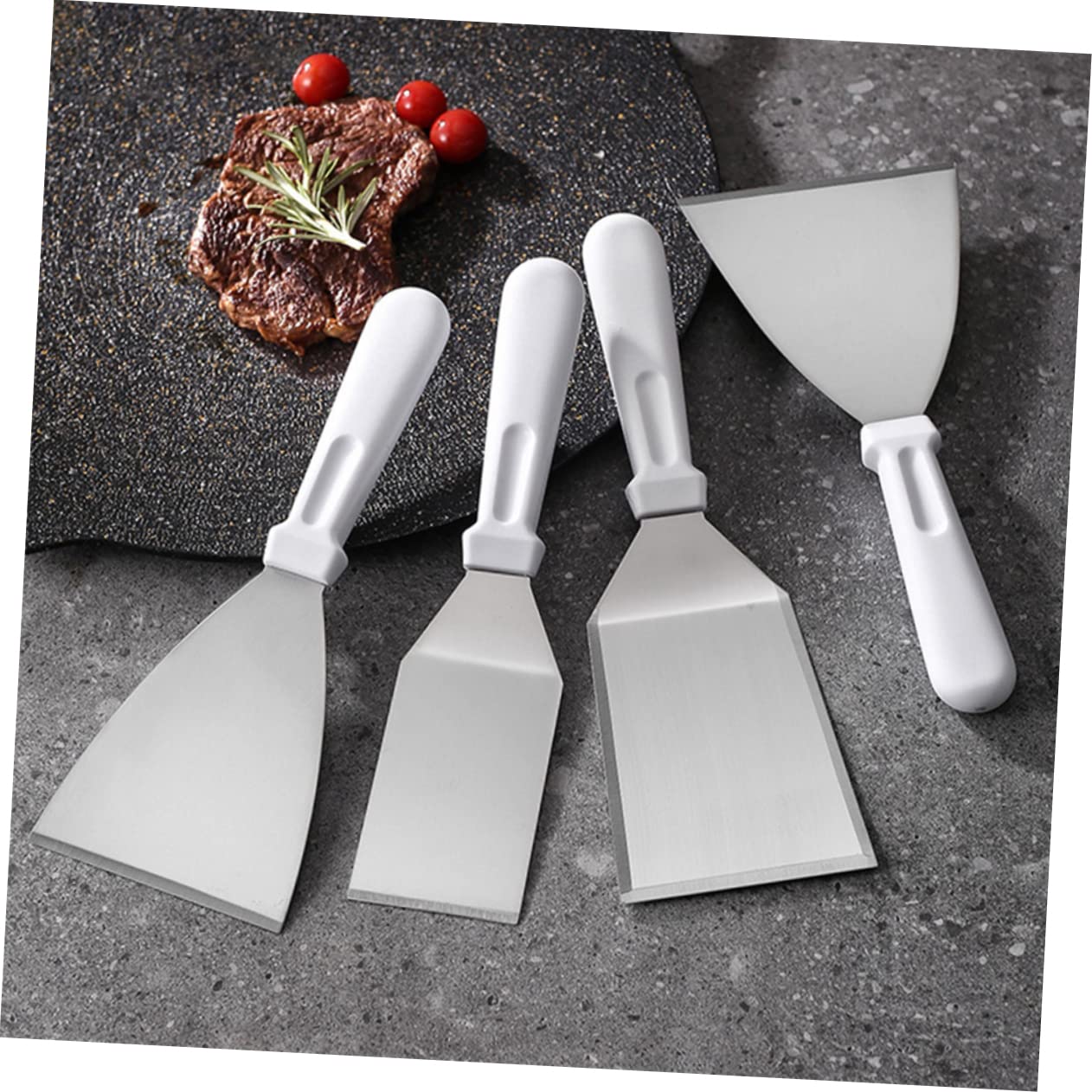 Spatule Inox Pour Steak Et Galettes Toyvian – Pelle Plate En Acier Inoxydable Avec Manche En Bois – Pour BBQ, Gril, Pizzas
