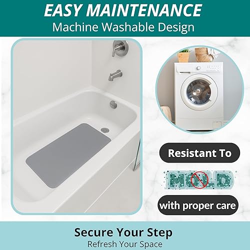 Miniatura 5 de ENKOSI Tapete de baño antideslizante para suelos de bañera y ducha, tapete de ducha antideslizante con agarre seguro de ventosa, tapete de bañera