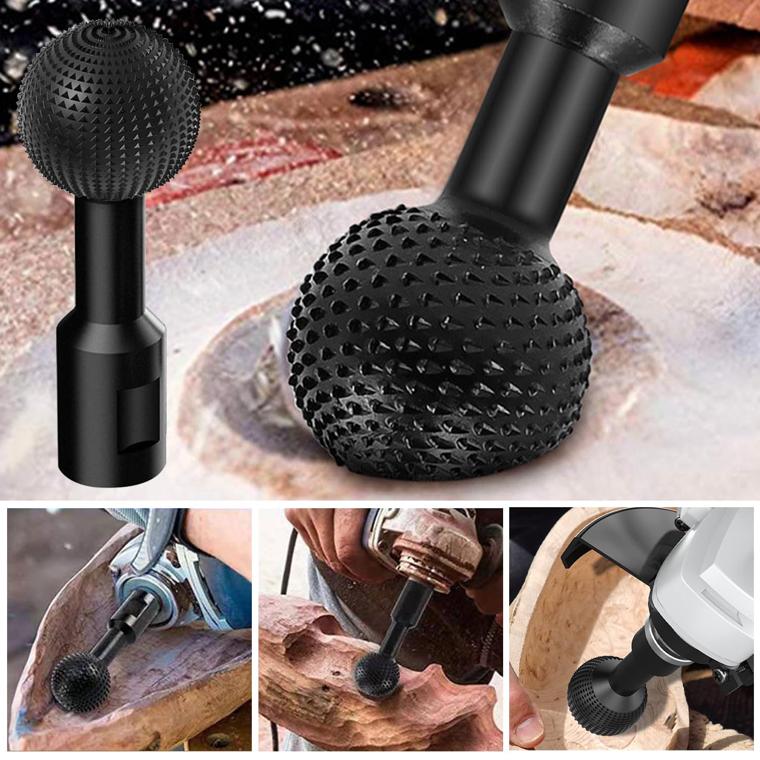 Raspa Sferica Testa di Molatura a Sfera 14mm Raspa a Sfera per Smerigliatrice Angolare Sgorbia a Sfera per Intaglio del Legno Sferico Frese per Smerigliatrice Angolare da 115/125