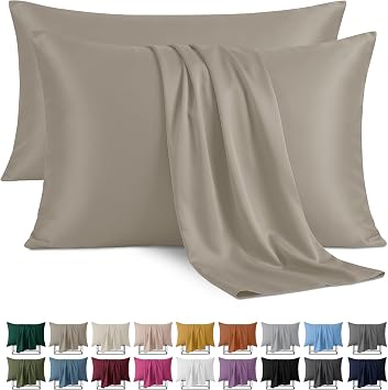 Imperial Rooms Pillow Cases 2 Pack Super Soft Easy Care Fade Resistant Brushed Microfibre Pillow Covers Beige, Pillow Cases 2 Pack