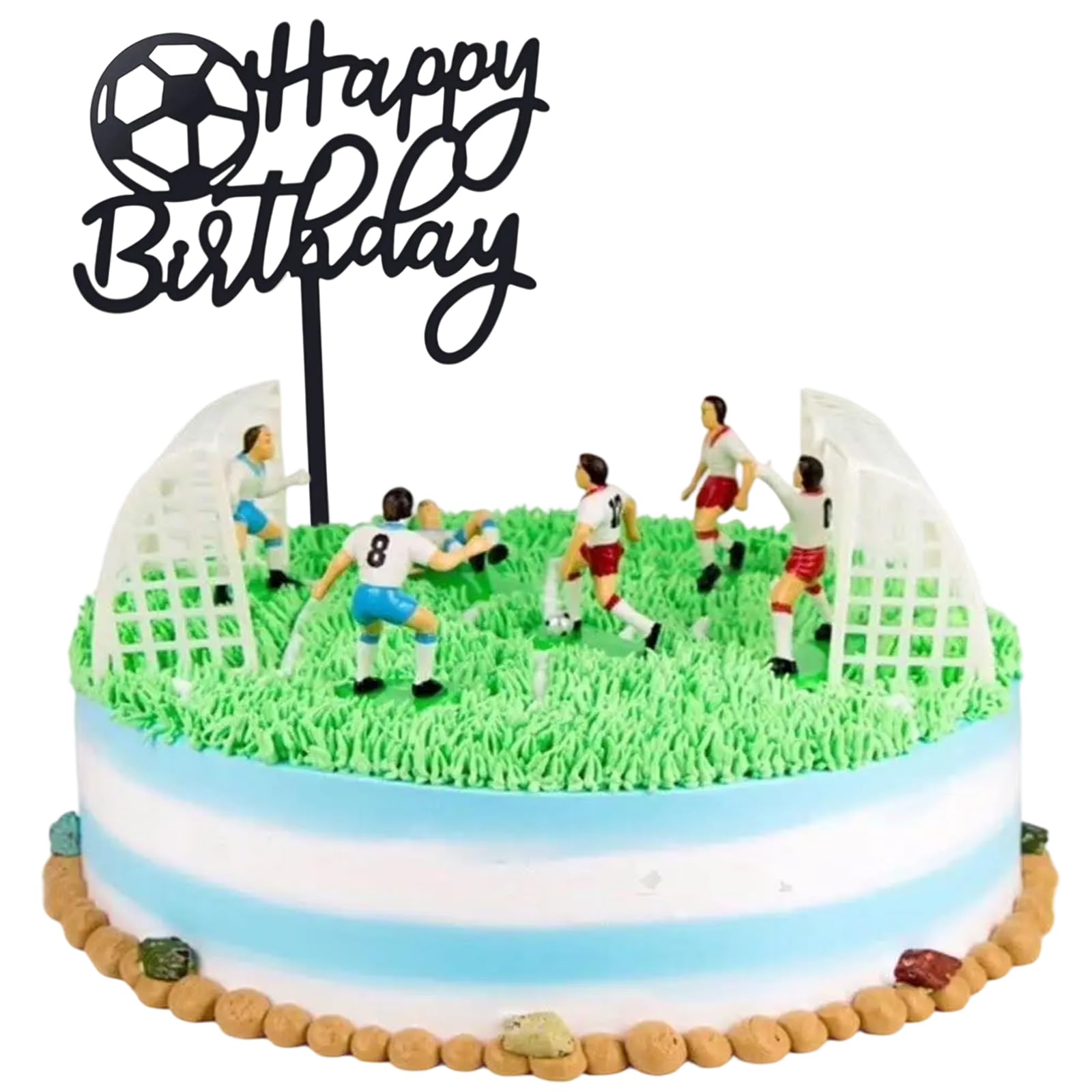 9Pcs Football Cake Decorations and 1Pcs Football Cake Topper, Personalised Football Cake Toppers Boys Party Supplies - Image 3