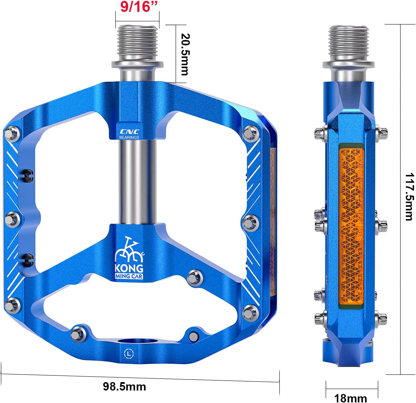 Mountain Bike Pedals with 3 Seal Bearing - 9/16" MTB Pedals Platform Lightweight - Non-Slip Bicycle Pedals for BMX MTB