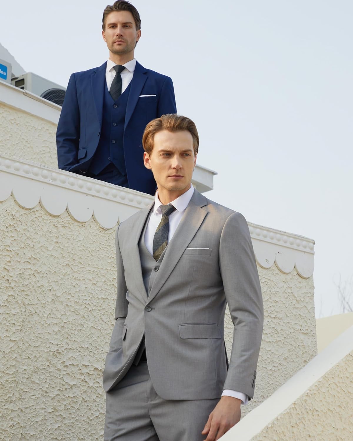 WULFUL Men's Slim Fit 3 Piece Suit, One Button Solid Blazer Business Party Jacket Vest Pants Set - Image 3