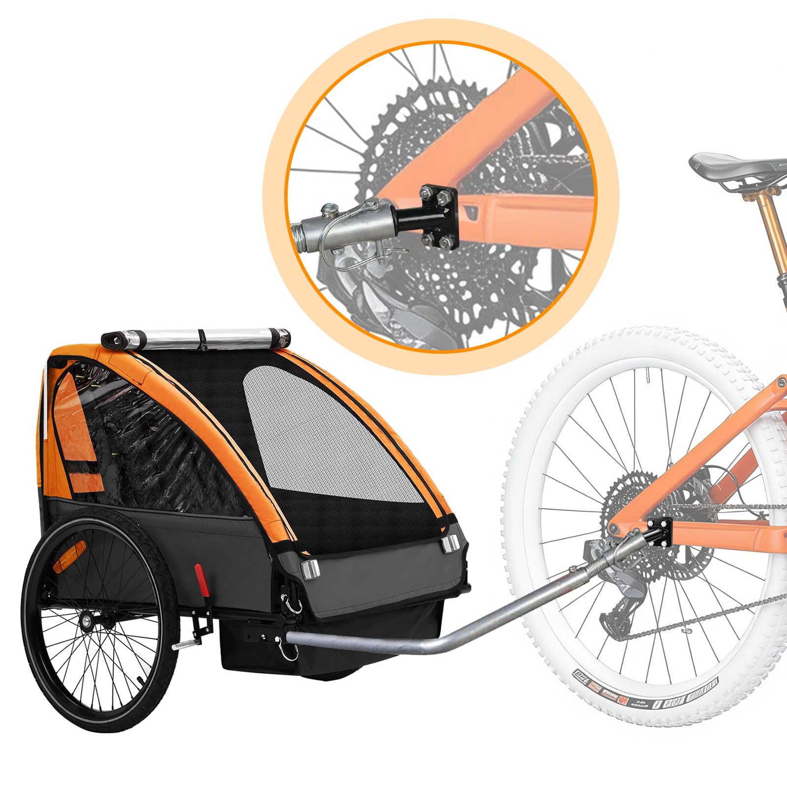 Gancio di traino universale per bicicletta, con doppio perno di sicurezza per rimorchi per bambini, rimorchio per cani, rimorchio per carichi, struttura in acciaio robusta e ad alta resistenza