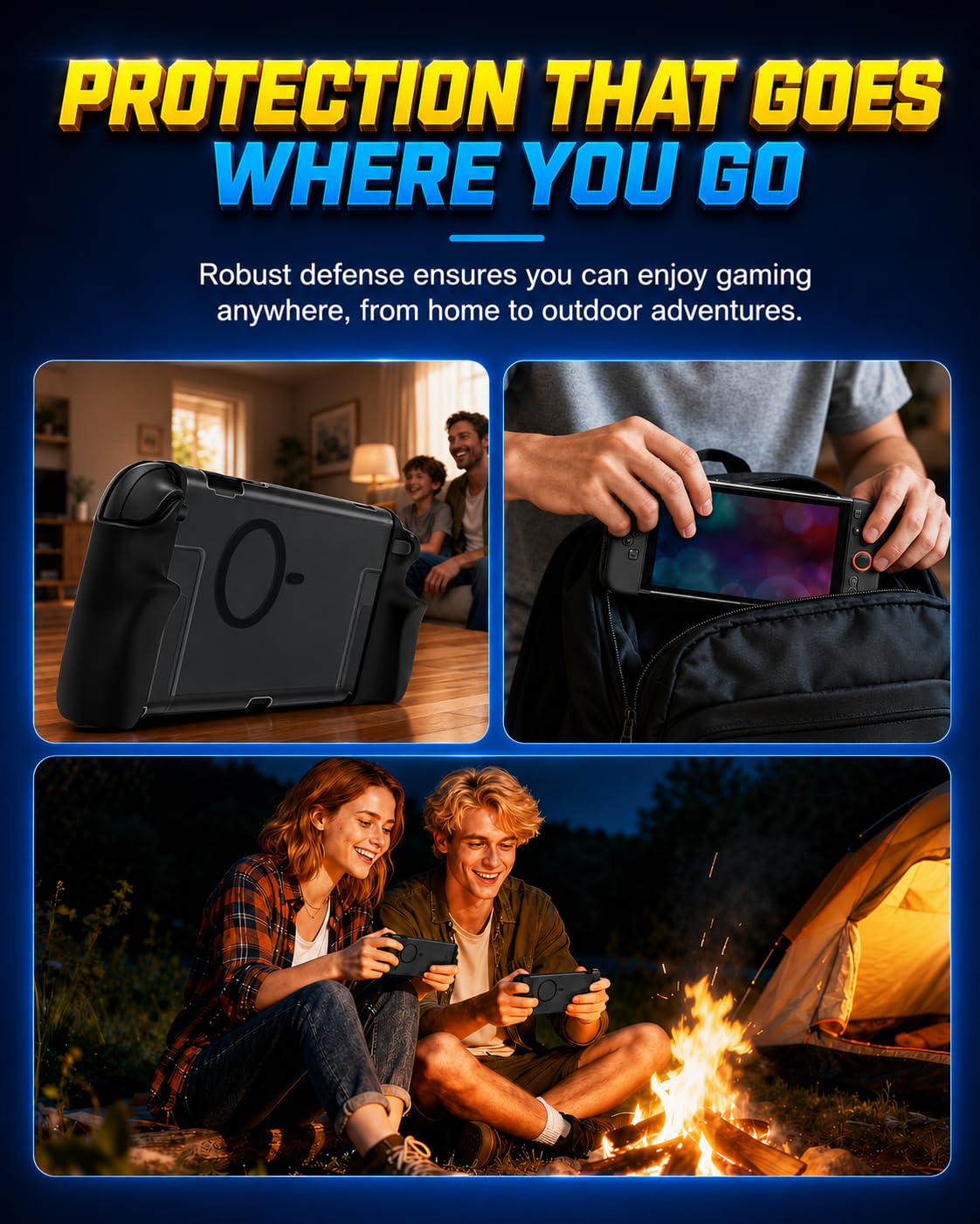 ivoler Carcasa Protectora para Nintendo Switch 2﻿, Funda Agarre Acoplable con Magnético, Grip Case y 2 Protectores de Pantalla - Translúcida