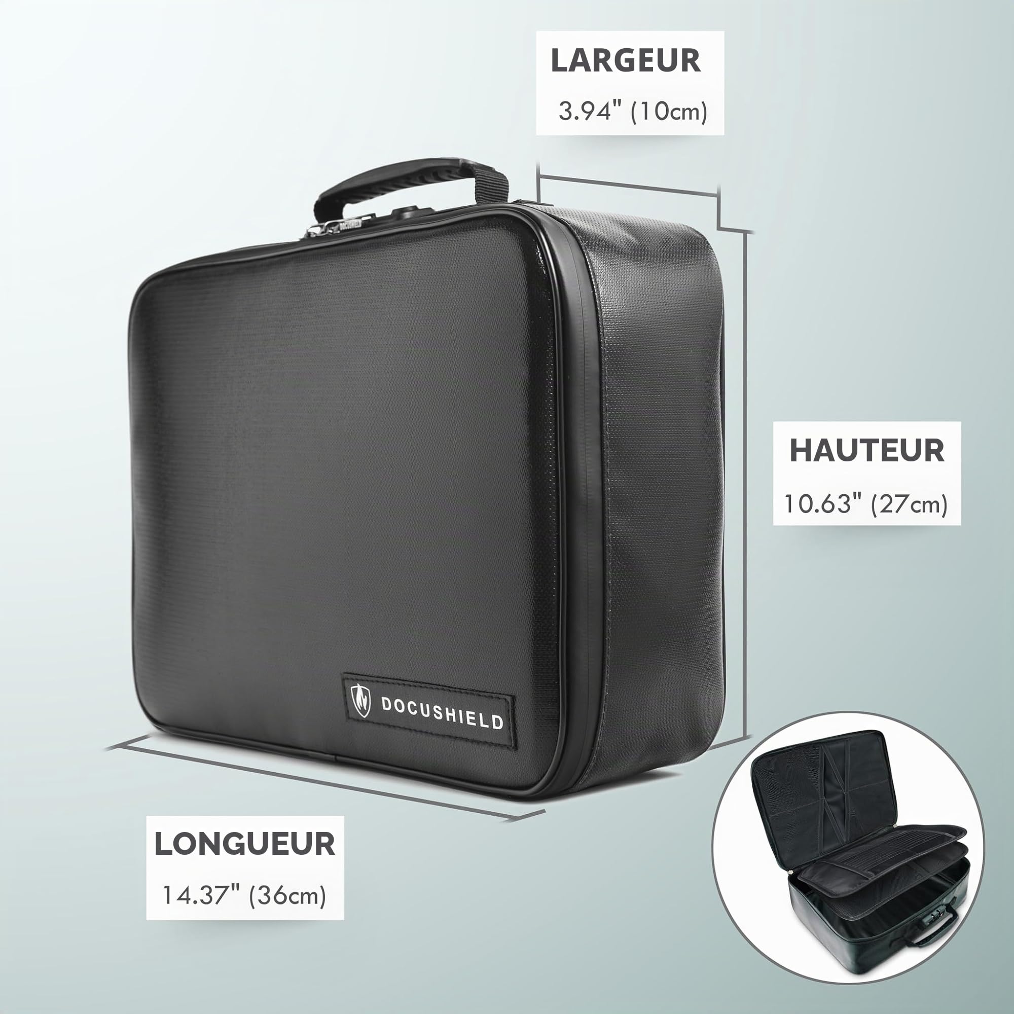 Porte-documents ignifuge et résistant à l'eau | Boîte légère et portable avec séparateurs et poches pour le rangement de fichiers importants | Marque britannique | Tissu en fibre de verre |