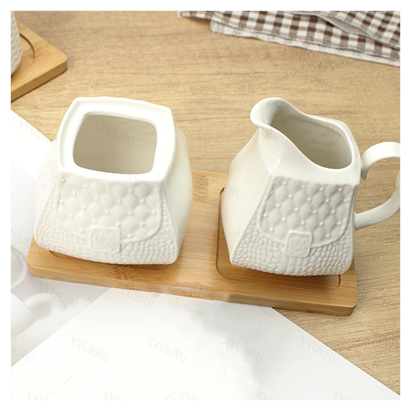 Set di zuccheriera e brocca in ceramica, stile vintage, per latte e tè, per casa e ospitalità, include zuccheriera con coperchio per servire il caffè