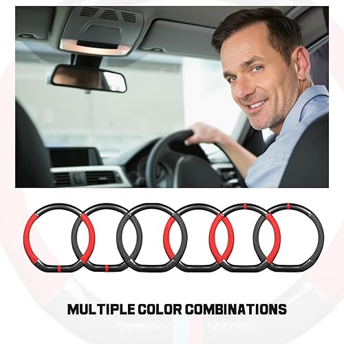 Miniatura 6 de Ergocar Funda antideslizante para volante de automóvil, protector deportivo en forma de D, fibra de carbono y piel sintética, universal para