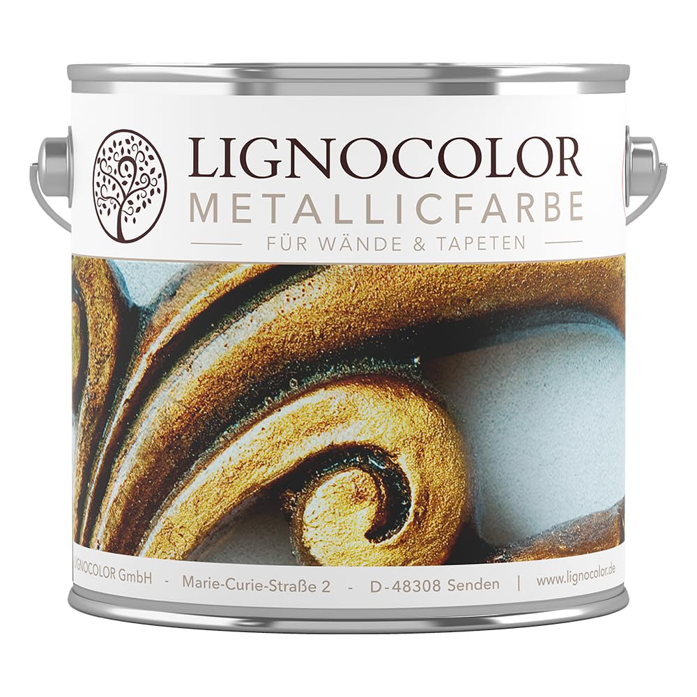 Lignocolor Metallic Wandfarbe| effektvoll glänzende Metallicfarbe für Wände, Tapeten uvm. | viele Farbtöne verfügbar (Luxe Rose Gold, 2,5 L)
