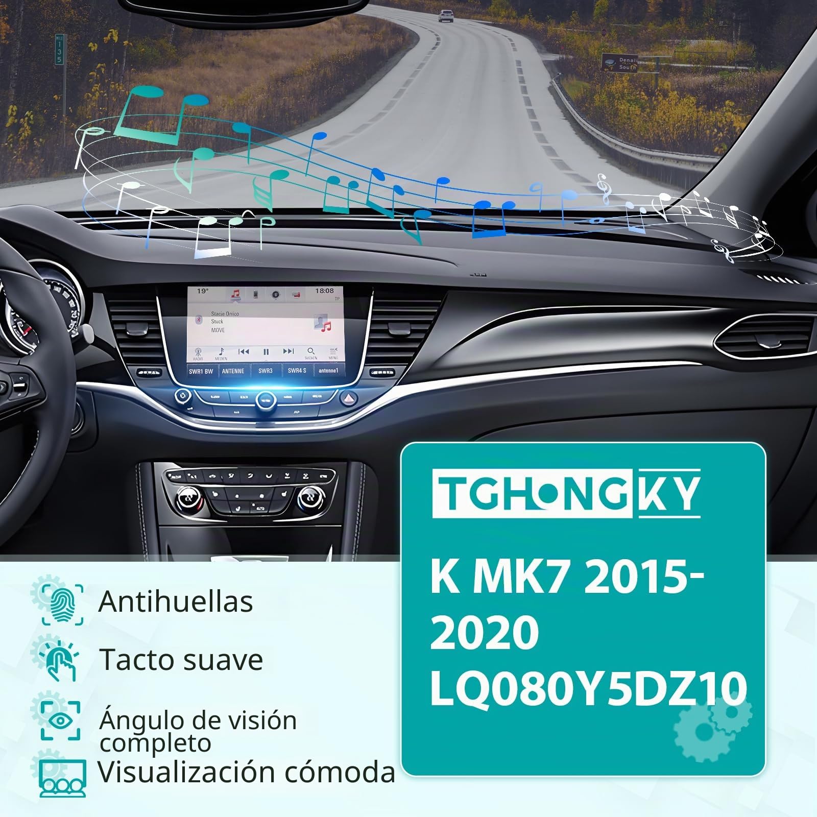 LCD Panel Táctil para Opel Astra K Mk7 2015-2020 Intellilink para Vauxhall Navi 900 Radio Pantalla para LQ080Y5DZ10 Pantalla Táctil De Cristal 8 Pulgadas Repuesto Digitalizador Navegación X