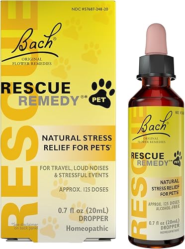 Rescue Remedy Pet Dropper - 0.7 onzas líquidas - Soporte de estrés y tensión para perros y gatos con esencias florales naturales Bach - Fórmula