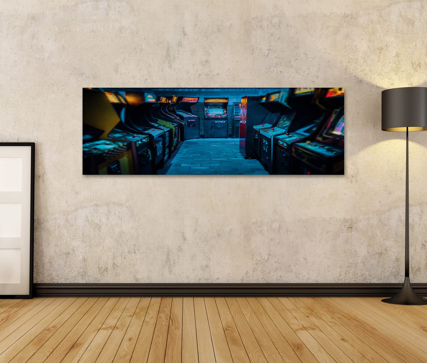 islandburner cuadro sobre lienzo Antiguos Vintage Arcade Videojuegos Vacío Oscuro Salón de Juegos Luz Azul Cuadros Murales Póster