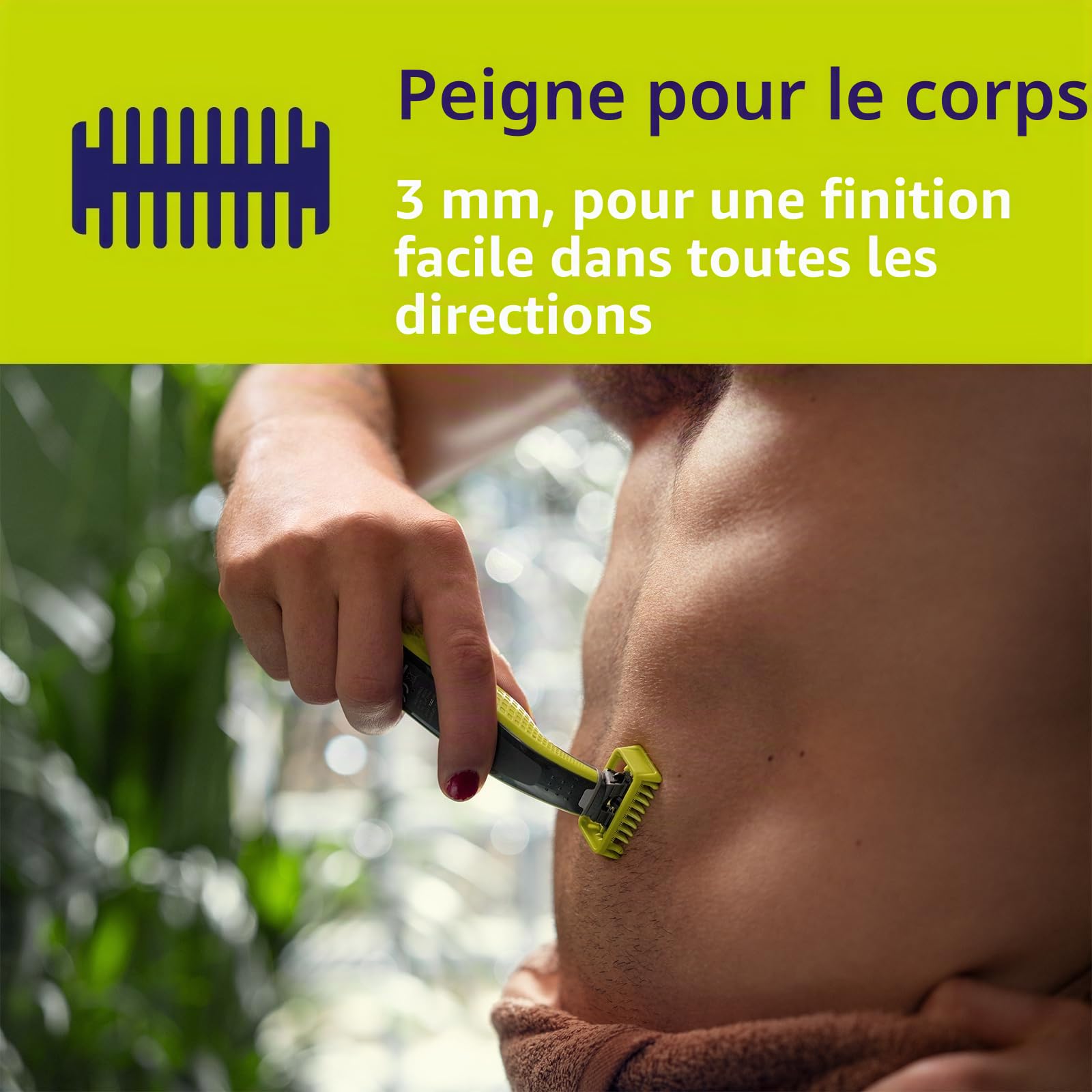 Philips Oneblade Rasoir Face & Body Kit Corps Avec 2 Lames 1 Peigne Corps 1 Gaine de Protection, 2 unités