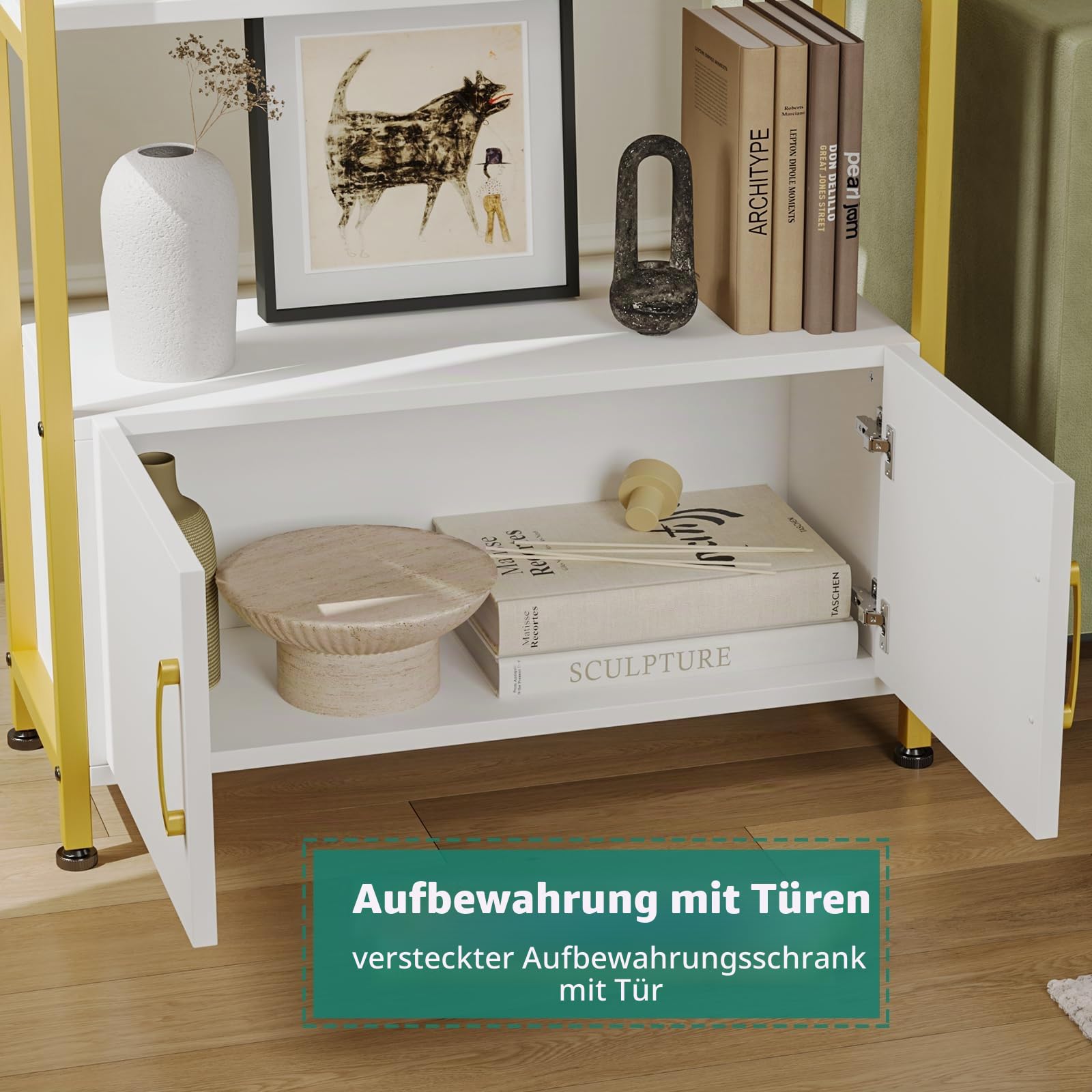 Sle industriale con armadio in metallo e legno Sto Rack moderno espositore per soggiorno, casa, ufficio, camera da letto, arredamento bianco e nero.