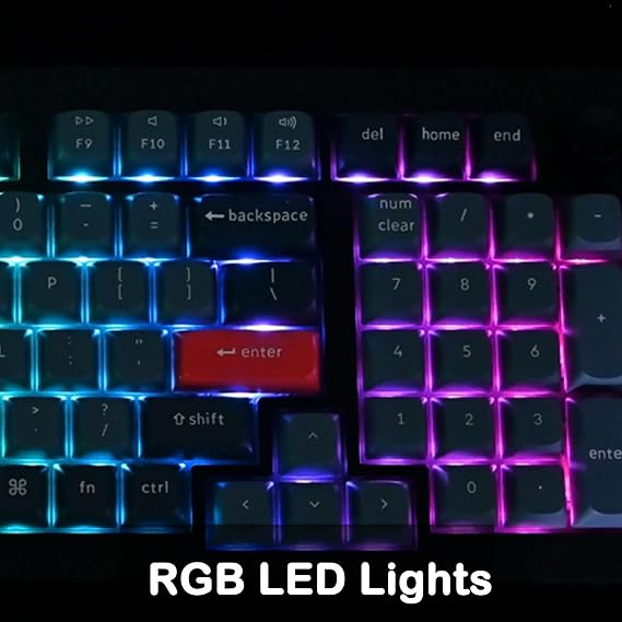 Keychron V5 Max Custom Wirless Mechanical Keyboard, 2.4 GHz/Bluetooth/Wired 3-Mode 100 Keys RGB Backlight QMK/VIA Programmable Macro, Hot-Swap Gateron Jupiter Red Switch PBT Keycaps for Mac Windows