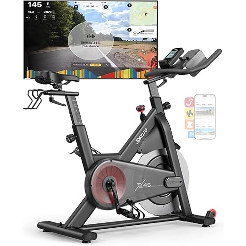 JOROTO Exercise Bike, Magnetic Stationary Bikes for Home with 40LBS Flywheel, App Supported Indoor Bike with 350LBS Weight Capacity, Low Noise,Digital Monitor,Bottle and Tablet Holder