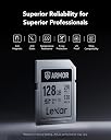 Lexar Armor Silver PRO 128GB UHS-II SDXC Card, Stainless Steel, C10 U3 V60 6K UHD Video, Up to 280MB/s Read, 120MB/s Write, DSLR/Camera/Photographer/Videographer gallery image