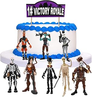 Game Cake Topper Set with 8 Plastic Figure Toys - Happy Birthday Party Supplies for Boys Girls Kids Cake Decorations