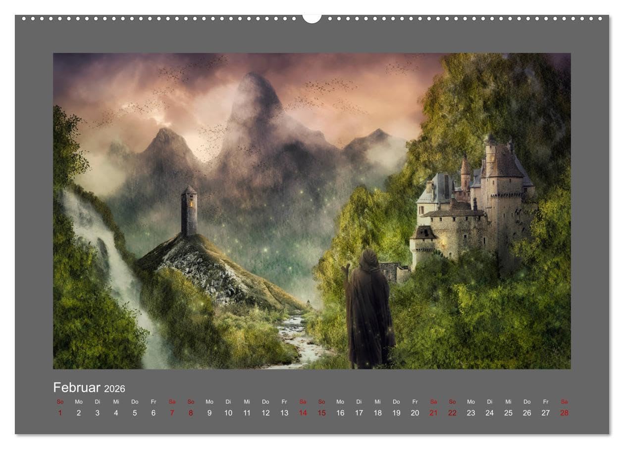 Weg des Zauberers (Wandkalender 2026 DIN A2 quer), CALVENDO Monatskalender: Ein Fantasy-Bilderbuch (CALVENDO Kunst)