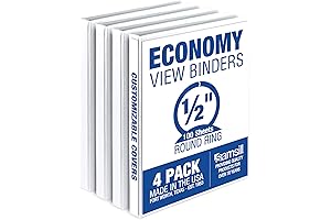 Samsill Economy 0.5 Inch Round Ring Binder 4-Pack