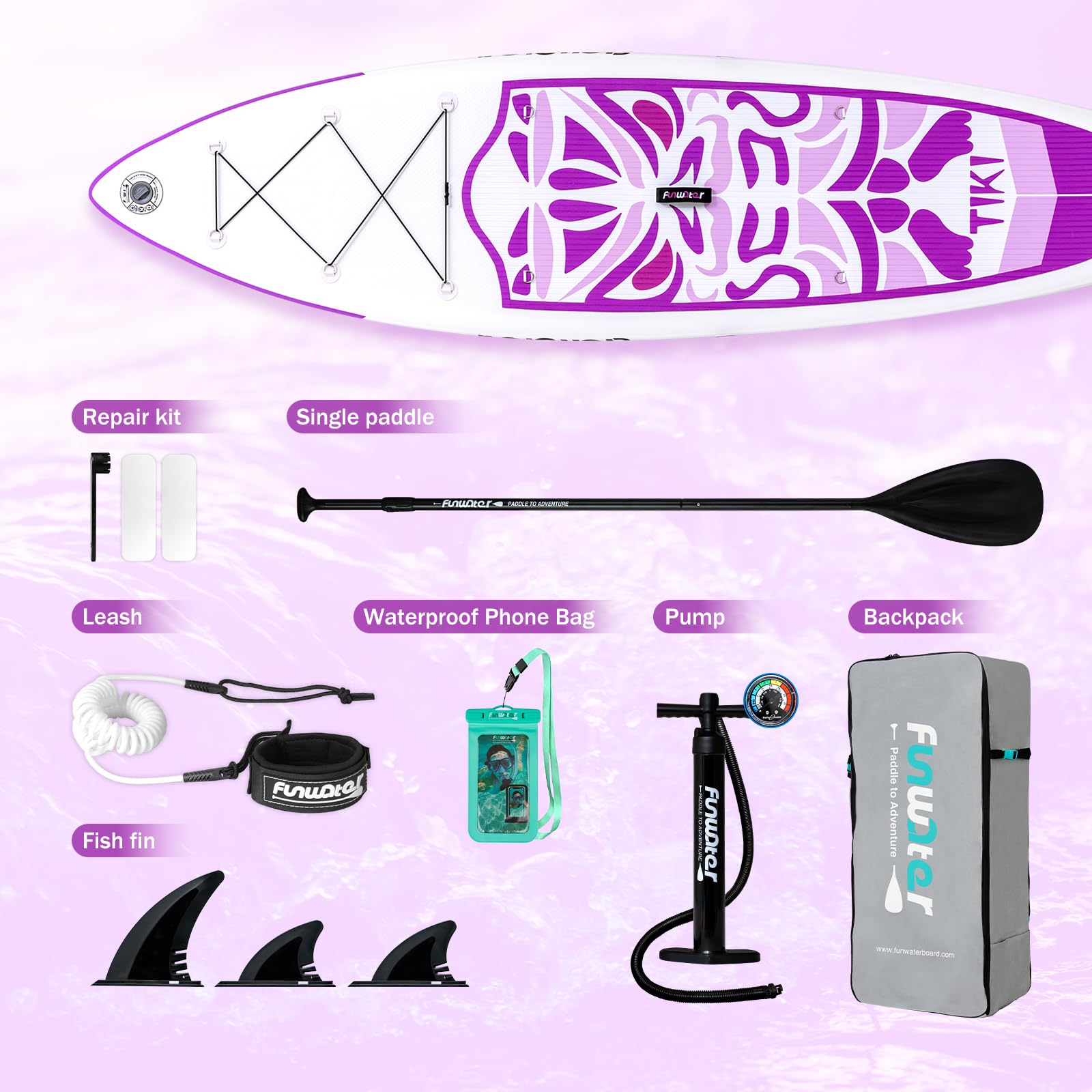 FunWater Inflatable Ultra-Light Stand Up Paddle Board for All Skill Levels with Premium SUP Paddleboard Accessories,Non-Slip Comfort Deck for Youth & Adults