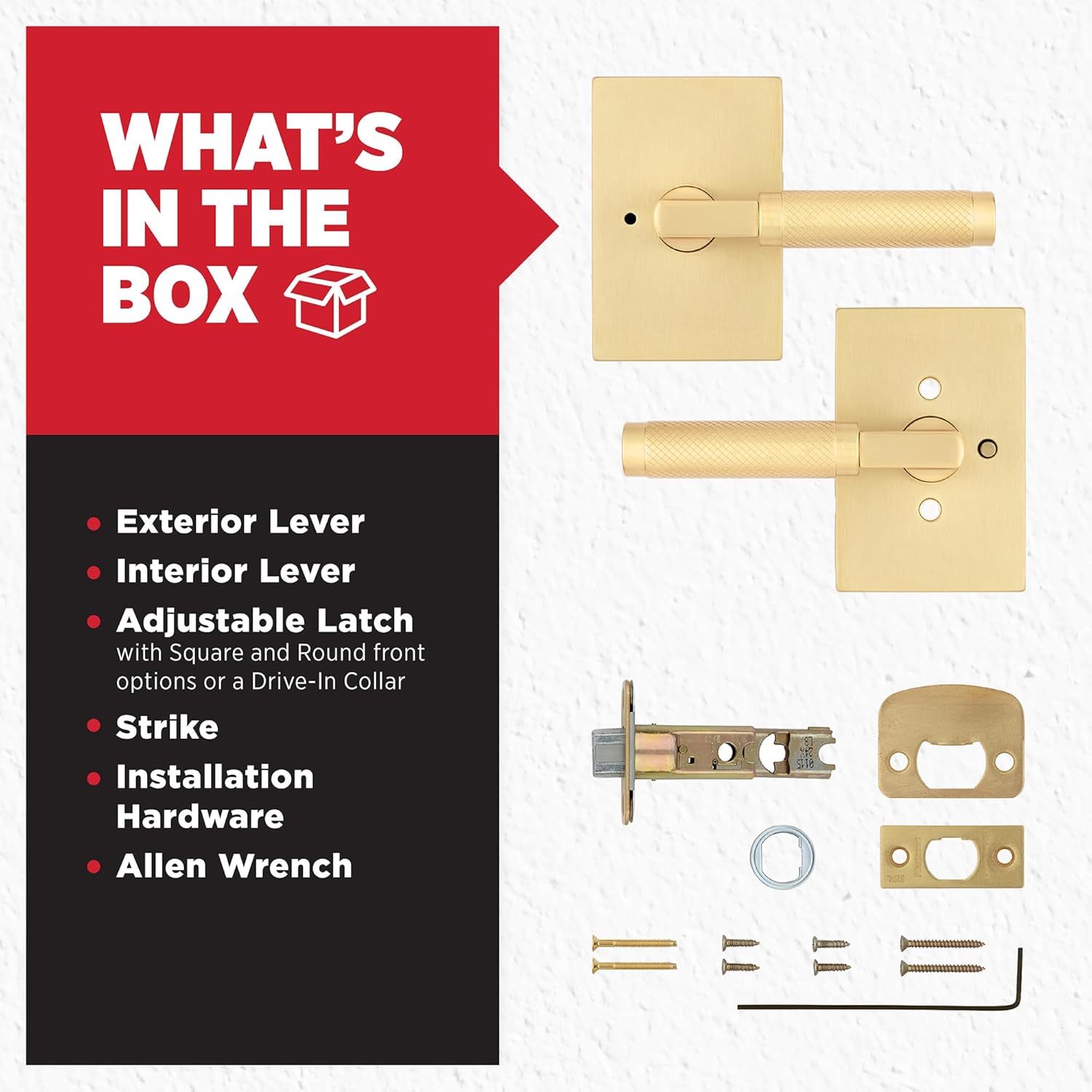 Kwikset Prava Interior Privacy Door Knurled Handle with Lock, Door Lever for Bathroom and Bedroom, Satin Brass, Reversible Keyless Push Button Lock Door Lever, with Microban Protection