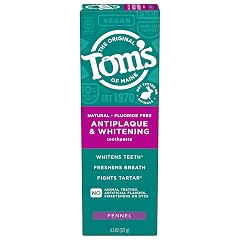 Toms of Maine Antiplaque and Whitening Toothpaste Fluoride Free Fennel Single 4 5 Oz