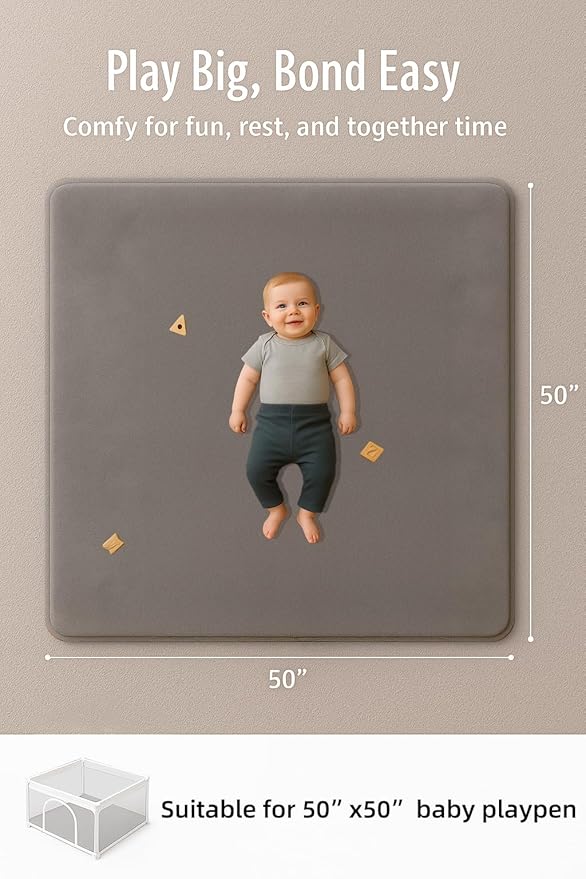 Tapete de piso acolchado para bebé 50x50 cm gris miniatura 8