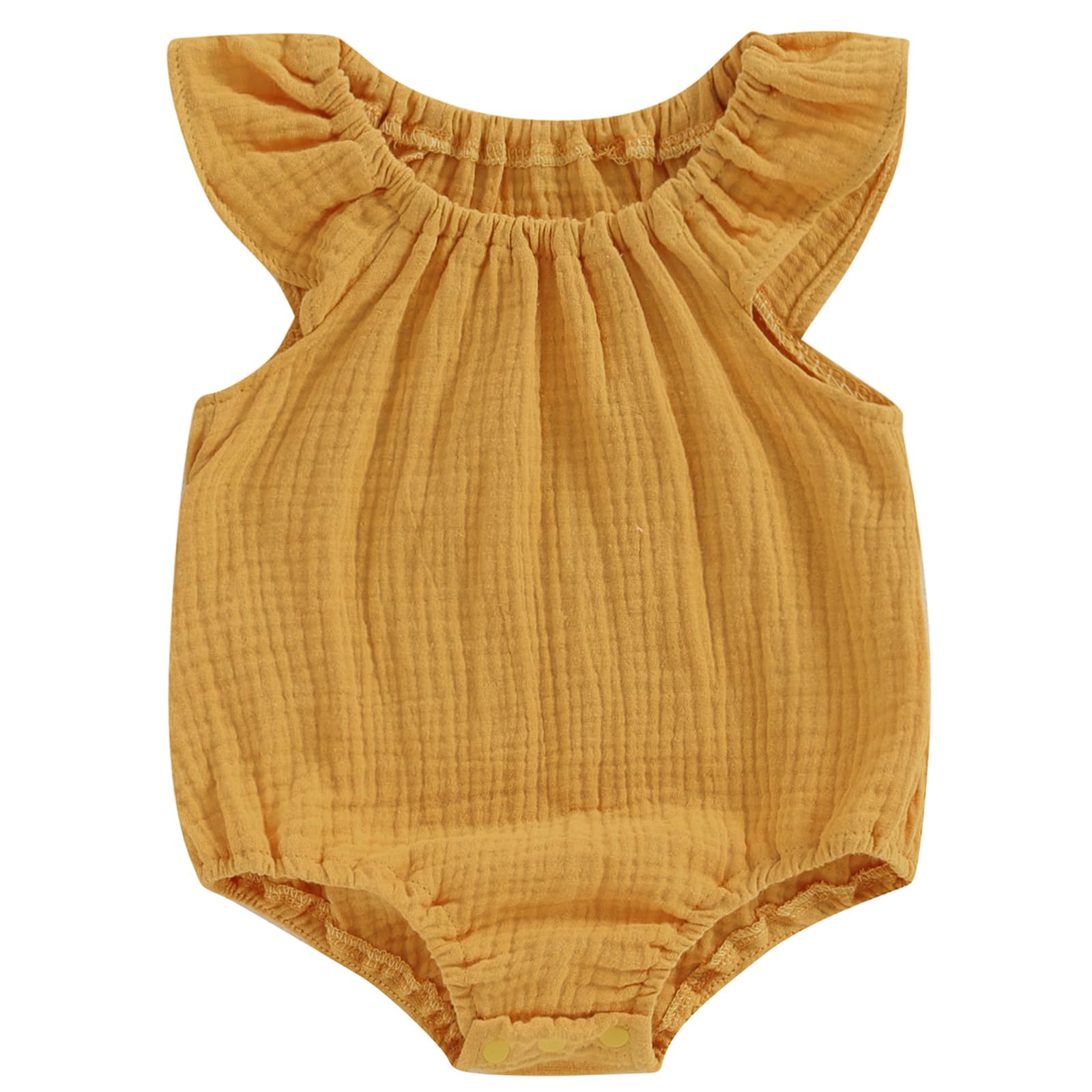 Mubineo Baby Girl Boy Summer Cotton Linen Romper Clothes Basic Plain Ruffle Sleeveless Comfy Rompers Newborn Tops