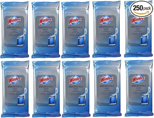 Windex Electronics Wipes, 25Count, 10 Pack, Total 250 Wipes