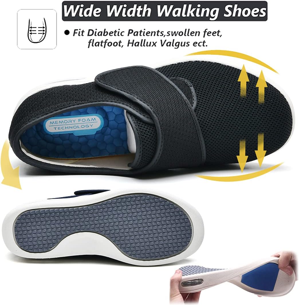 W&LESVAGO Women's Wide Width Diabetic Shoes, Breathable Lightweight Walking Sneakers for Edema Arthritis Swollen Feet