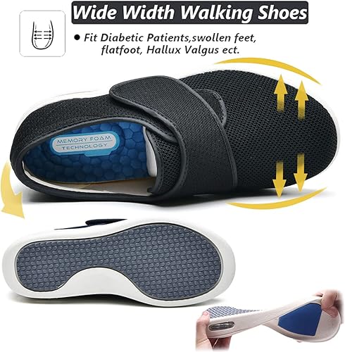 Miniatura 3 de W&LESVAGO Zapatos para diabéticos anchos para mujer, transpirables, ligeros, para caminar, para edema, artritis, pies hinchados