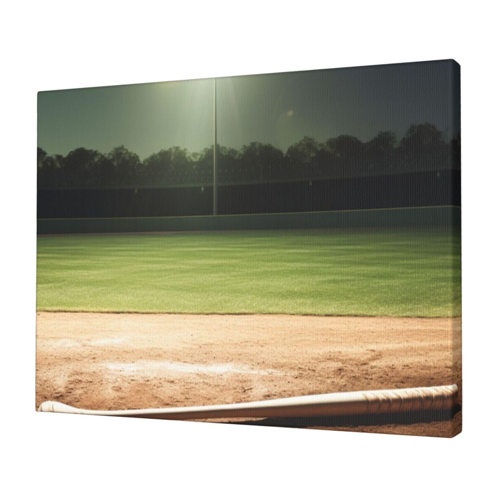 FodPand Canvas Wall Art for Living Room Wall Decor 12"x16" Modern Artwork Painting Pictures Hanging Canvas Prints Baseball Sports Field Aesthetic Wall Art for Bedroom Bathroom Office Wallart Decor