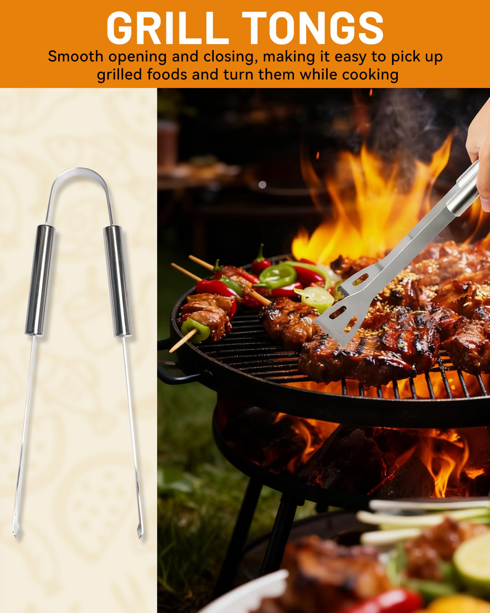 Set Barbecue Professionnel Acier Inoxydable 5 pièces 37x12x7 cm Mallette Aluminium
