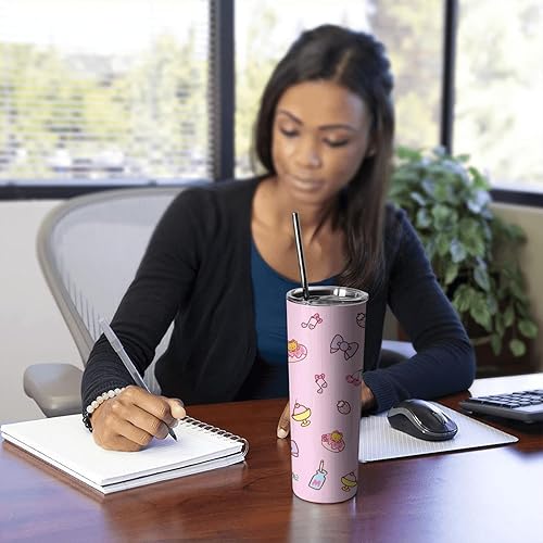 Miniatura 4 de Hurig Vaso de agua para adultos, botella de agua de doble pared para niños, taza de café rosa de 20 onzas, regalo para niñas y mujeres